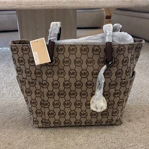 Michael Kors Black and Gray Logo Tote